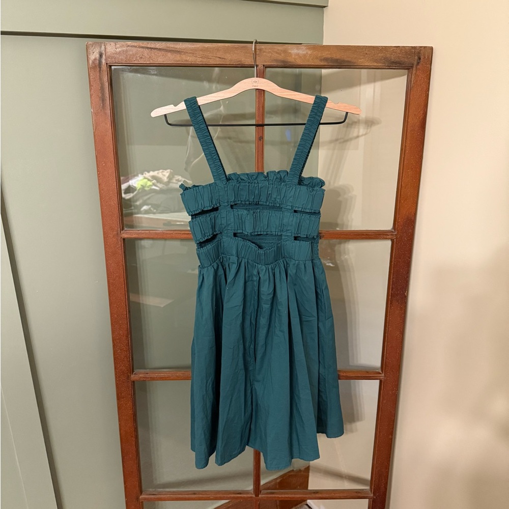 Altar'd State Emerald Green Smocked Top Mini Sundress Summer Beach - Size Small - Picture 2 of 3